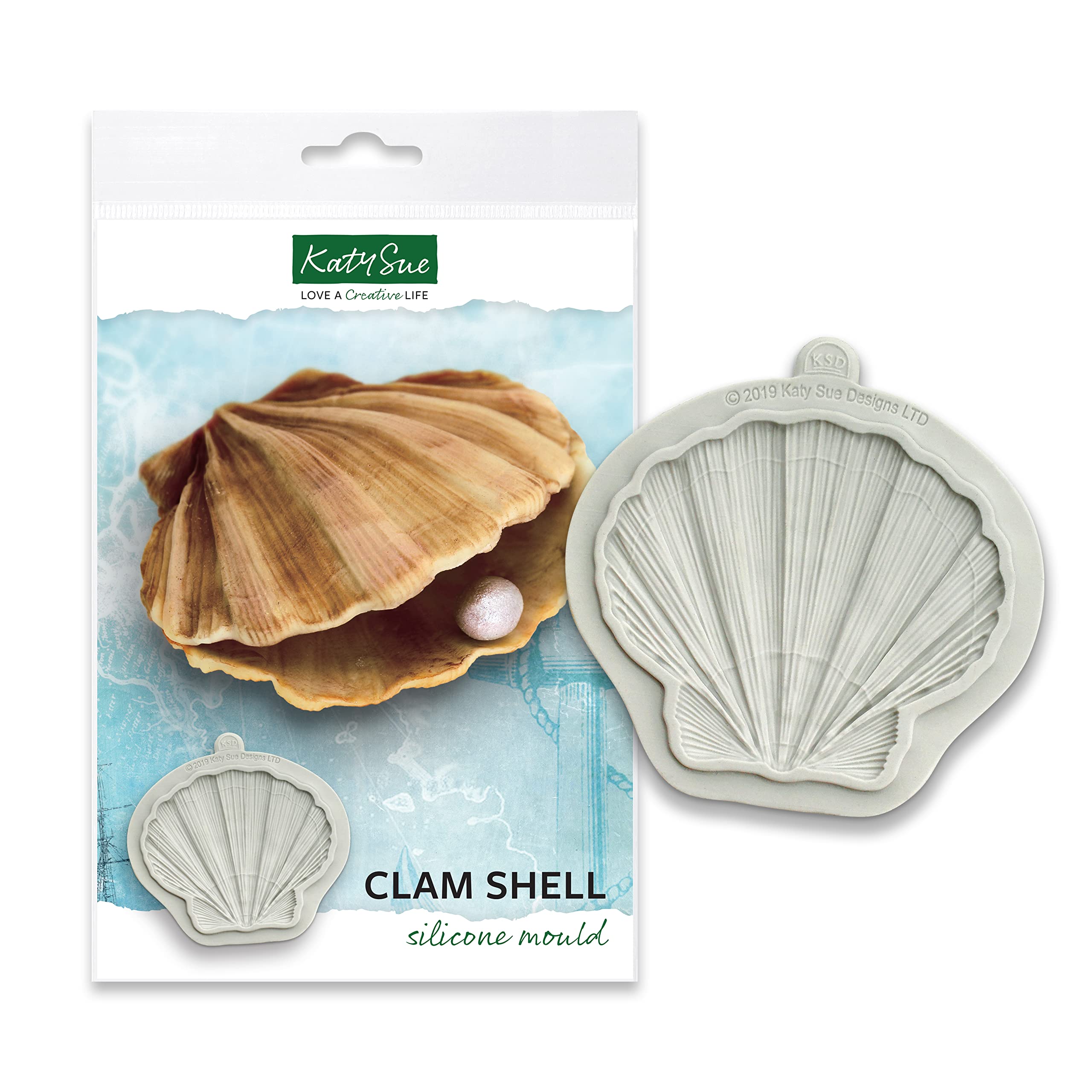 Katy Sue Clam Shell Silicone Mould for Cake Decorating & Crafts. Makes a Clam Shell 100 x 100 x 6 Millimetres for use with Fondant, Sugar Paste, Air Dry Clay, Polymer Clay by Katy Sue Moulds