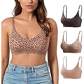 DEANGELMON V Neck Bra Padded Seamless Adjustable Straps Bralettes Everyday Basic Sleeping Bras Multiple Pack