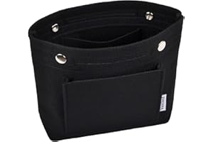 Vercord Mini Slim Small Felt Purse Organizer Insert Inside Handbag Tote Pocketbook for Women Black