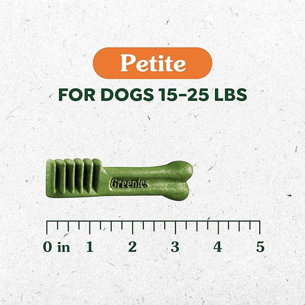 GREENIES VETERINARIAN-RECOMMENDED ADULT NATURAL DENTAL DOG TREATS PETITE SIZE, DOG DENTAL CHEWS, ORIGINAL FLAVOR, 3 OZ. PACK, 5 COUNT