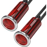 DaierTek Indicator Light 12V Red Snap-in 1/2" Panel Mount LED Indicator Light 12 Volt 0.5" Pilot Light -2pcs