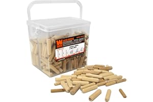 WEN JN400D 400-Piece Fluted Dowel Pin Variety Bucket with 1/4, 5/16, and 3/8-Inch Woodworking Dowels