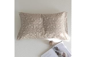 RANDOMPARTY Cottagecore Floral Cotton Gauze Soft Pillow Case, Double Layer Baby Muslin Flower Print Pillow Cover for Kids and Adults (Queen 30" x 20",Brown Beige)