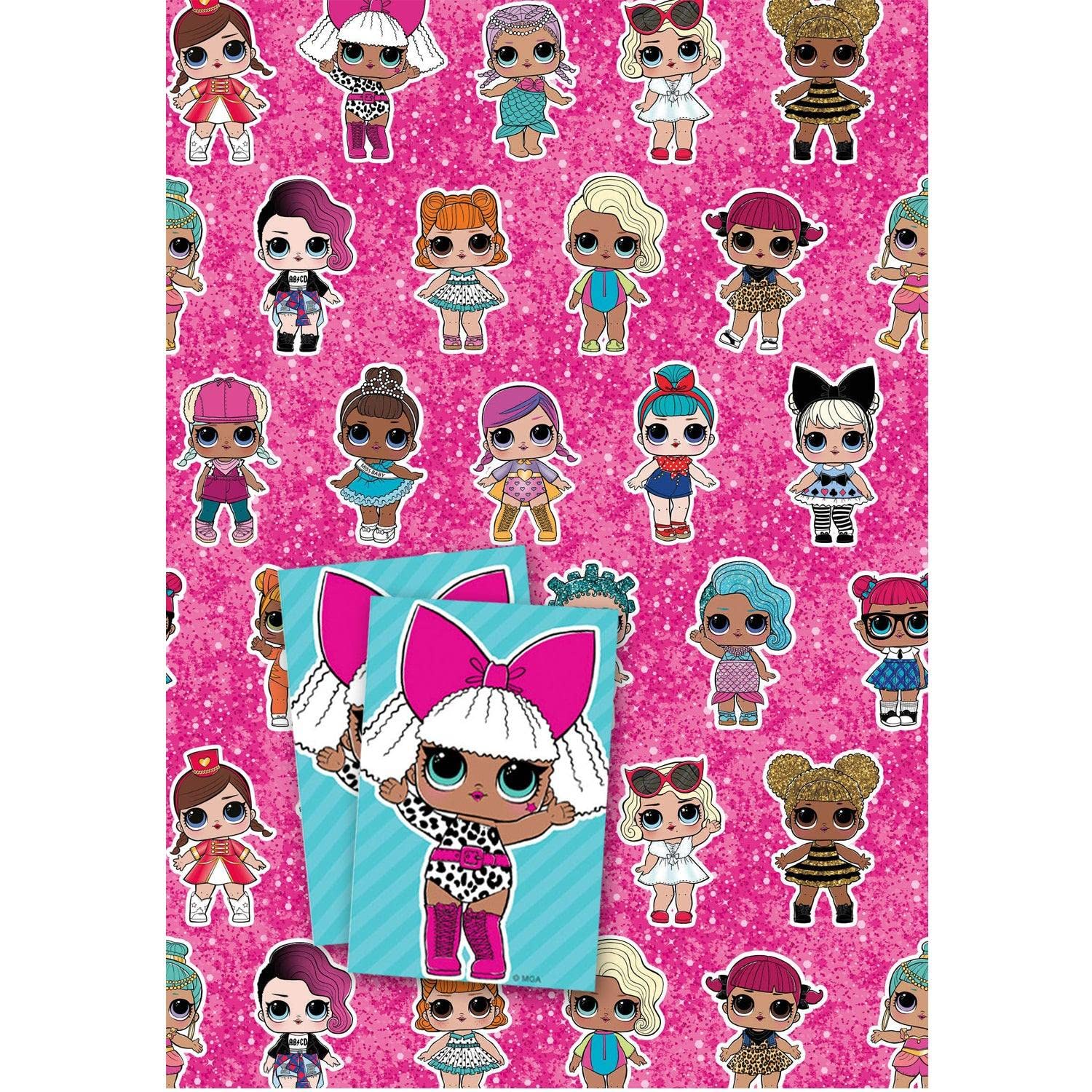L.O.L. Surprise! Wrapping Paper 6 Sheets 6 Tags Sheet Size 70cmx50cm Official Product Responsibly Resourced