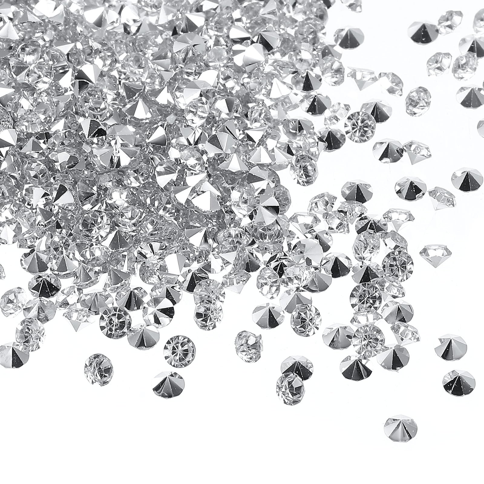 PATIKIL 10000 Pieces Clear Acrylic Diamonds Vase Fillers 3mm Wedding Table Scatter Crystals Diamond Fake Confetti Gems for Party Wedding Decor Photography Props, Silver Clear