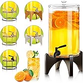2.2 Gallon Glass Beverage Dispenser With Stand | Glass Water Dispenser With Stand | Leakproof Spigot | Ideal for Hot and Ice Cold Drinks | Perfect for Breakfast, Parties, Weddings