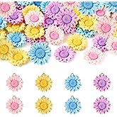 Boutigem Resin Flower Charms Colorful Floral Pendant Charms Sunflower 5-Petal Blossom Flower Pendants Cute Floral Hang Ornament for DIY Necklace Bracelet Keychain Jewelry Making