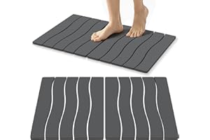 Stone Bath Mat (23.6" x 15.4") Diatomaceous Earth Bath Mat, Quick-Dry, Super Absorbent, Non-Slip, Easy to Clean, Modern Spa-I