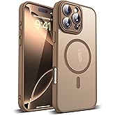 YEMORAN Compatible with iPhone 16 Pro Max Case with Built-in Camera Lens Protector Translucent Magnetic 16 Pro Max Phone Case 6.9" [Compatible with Mag-Safe][Great Grip Feeling], Desert Brown