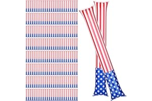 Motionchic 200 Pcs American Flag Thunder Sticks Bulk USA Red White Blue Patriotic Flag Inflatable Noise Makers 4th of July Independence Day Celebration Parade Decoration for USA Patriotic Party Supply