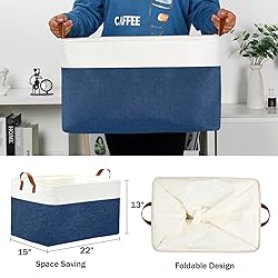 DULLEMELO 2-Pack Extra Large Blanket Basket Fabric