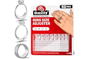 Omilly Ring Sizer Adjuster for Loose Rings - 62 Piece Set with 3 Styles (Ring Spacers, Spiral, Sticker), Fits Ring Widths 1-10mm, Invisible Design for Women & Men