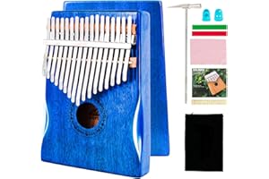 EASTROCK Kalimba Thumb Piano 17 Keys Portable Mbira Finger Piano with Waterproof Protective Case Kalimba Gifts for Adults Beginners Professional (Blue Mahogany Hand Rest)