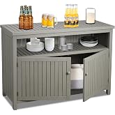 AHB Outdoor Console Sideboards Buffet Cabinet(Grey) | Solid Wood Storage Cabinet TV Stand,Furniture for Patio Entryway Deck