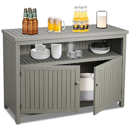 AHB Outdoor Console Sideboards Buffet Cabinet, Solid Wood Storage