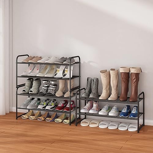 Simple Trending 2-Tier Stackable Shoe Rack, Metal Shoe Shelf