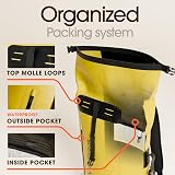 Earth Pak 35L Waterproof Backpack Roll-Top Yellow Front Pocket Phone Case view 5