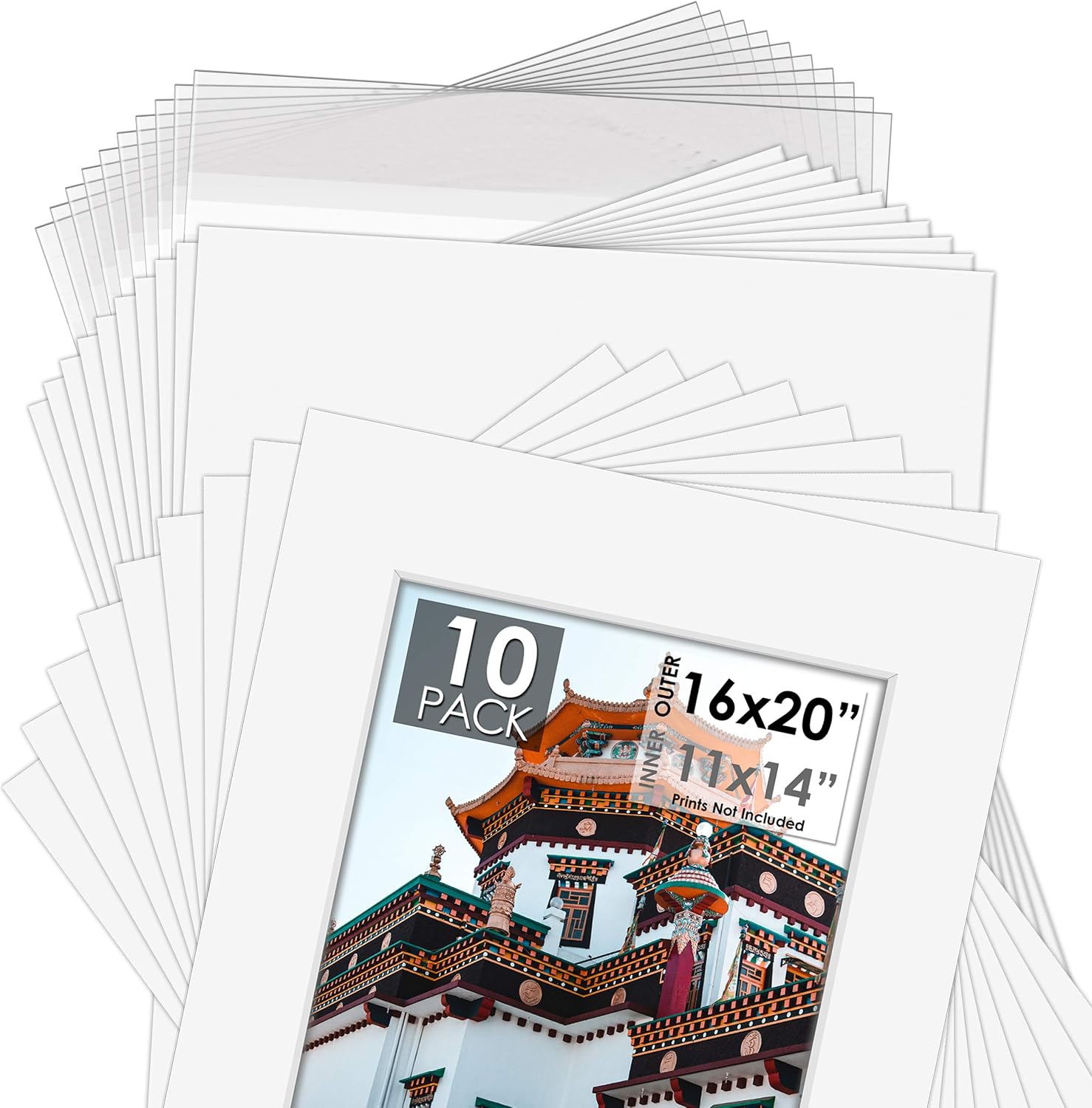10er-Set Passepartouts – 16x20 Zoll Für 11x14 Fotos – Säurefrei & Weiß