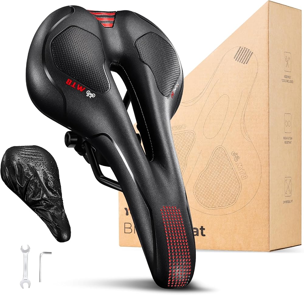 YOUNGDO Bike Seat Ergonomic Gel Saddle Wide Front Narrow Sides Breathable