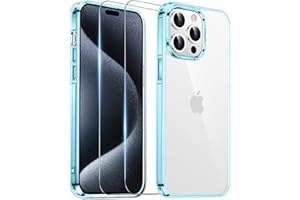 Temdan Designed for iPhone 15 Pro Max Case, [with 2 Pcs Tempered Glass Screen Protector] [Crystal Clear] [Non-Yellowing] [Military-Grade Drop Protection] Slim Shockproof Protective Cover Case