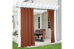 RYB HOME Outdoor Curtains Blackout - 2 Panels Outside Curtains Waterproof Thermal Insulating for Patio Porch Garage Garden Gazebo Universal Replacement Sidewall, W 52 x L 84 inch, Terracotta