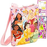 Disney Princess Crossbody Purse for Kids - Handbag Bundle with Crossbody Bag for Girls Featuring Belle, Cinderella, Moana, More Plus Stickers | Disney Princess Accessories Multicolor