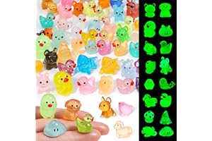 Jspupifip 110 Pcs Mini Resin Animals Tiny Resin Animals to Hide, Mini Luminous Animal Bulk Including Tiny Ducks and Other Ani
