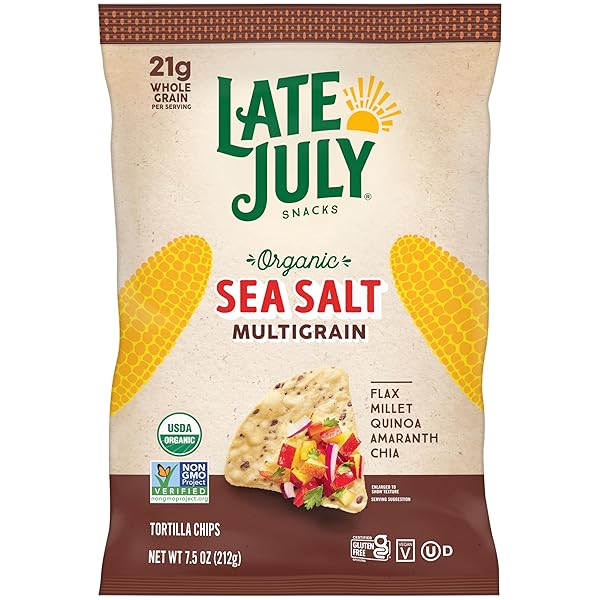LATE JULY ORGANIC SEA SALT MULTIGRAIN TORTILLA CHIPS, 7.5 OUNCE