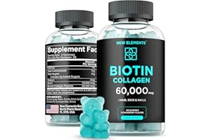 NEW ELEMENTS Biotin & Collagen Peptides Gummies - 50,000mcg Collagen + 10,000mcg Biotin | Hair, Skin & Nails Support for Men & Women | Hair Growth, Glowing Skin & Strong Nails | Non-GMO, Chewable, Great-Tasting