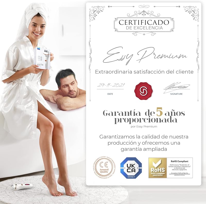 Lima de pés Eletrónica Dureza com 5 Rolos de Substituição Removedor de Calos para Pés Lima Elétrica Remoção de Calos Lima Pedicure Elétrica Removedor de Calos Profissional para Pés (Branco)