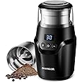 SHARDOR Adjustable Coffee Grinder Electric, Super Silent Electric Coffee Bean Grinder with Time-Memory Adjustment and Multi-Functional Stainless Steel Cup for Spices, Herbs, and Nuts Grinding, Gray