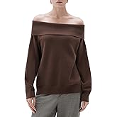SUUKSESS Women Cashmere Off The Shoulder Sweater Oversized Knit Long Sleeve Tops