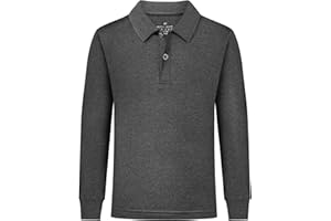 QBK Toddler to Youth Boys' Performance Golf Polo Kids Athletic Moisture Wicking Long Sleeve Shirts School Uniform