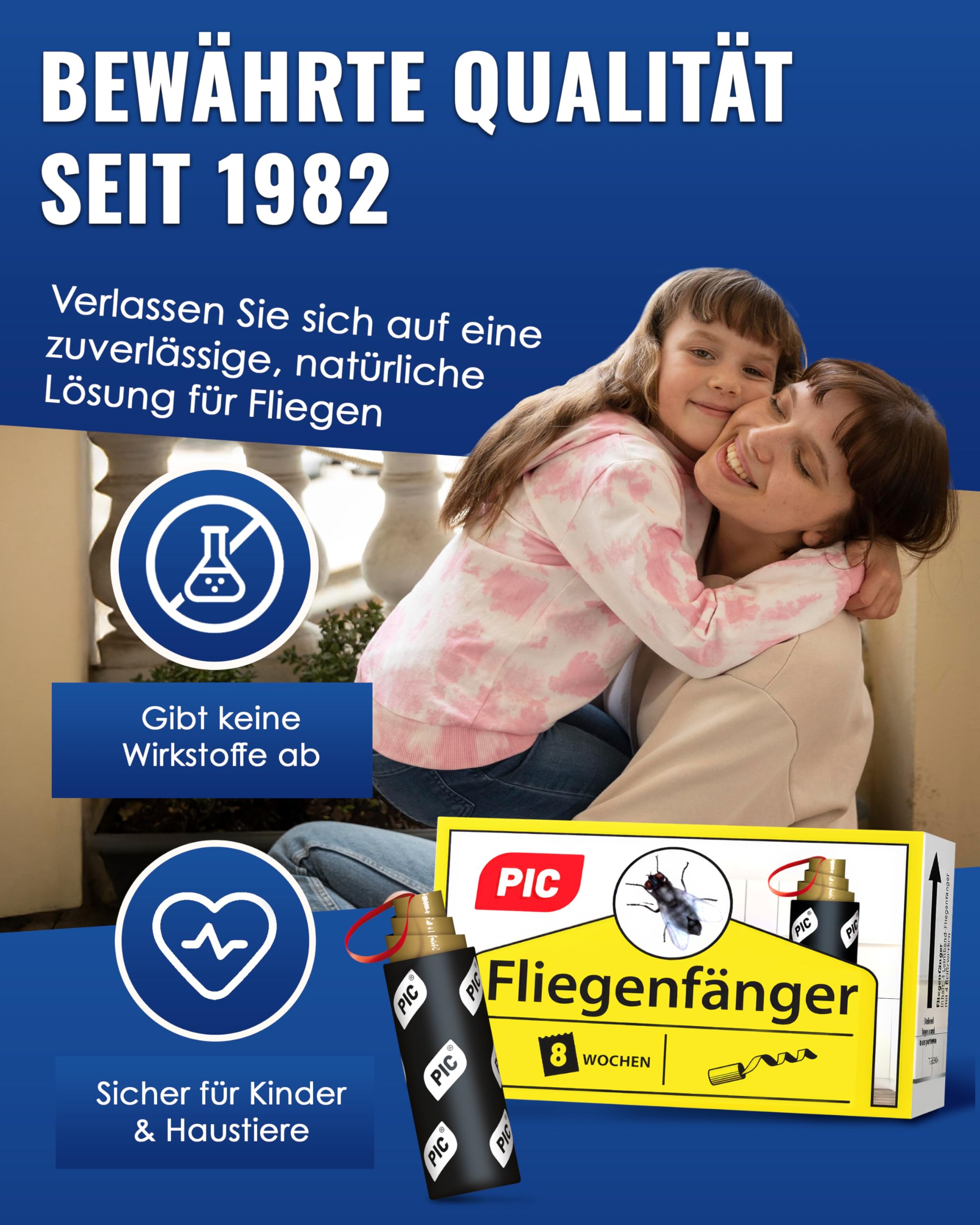 PIC Fliegenfänger 16x – Fliegenfalle Innenbereich ohne Chemie – Fliegenfänger Klebestreifen & Fliegenband – Fliegenfalle Klebefalle gegen Fliegen in der Wohnung – ohne Einsatz von Fliegenspray 6