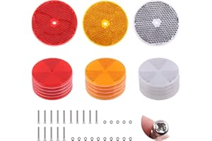 Swpeet 45Pcs Round Front Reflector Driveway Trailer Reflectors, 3 Colors of Reflective Mailbox Reflector with Center Mounting