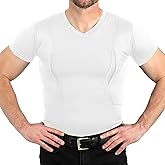 CCW Tactical Concealed Carry Holster Shirt | Secure Hook & Loop Pocket with Large Storage | Mens V-Neck