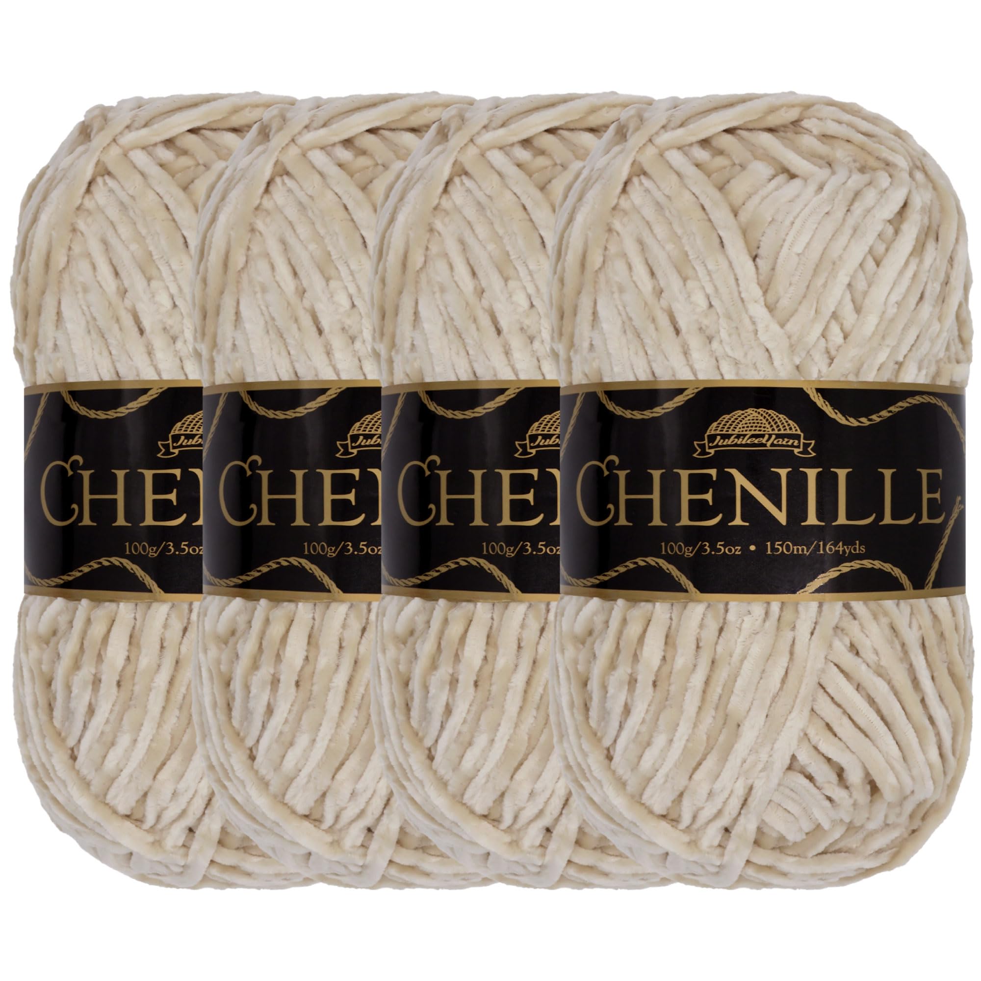 JubileeYarn Chenille Yarn - Worsted Weight - 100g/skein (4 Skeins, 101 Opal)