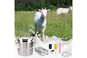 LUCKY SEVEN Goat Milking Machine, Portable Goat Milking Machine 6 L for Cows & Goats, Pulsating Vacuum Pump, 304 Stainless Steel Bucket, Easy Cleaning, Adjustable Speed, Auto Stop Valve,Milking Machine for Goats