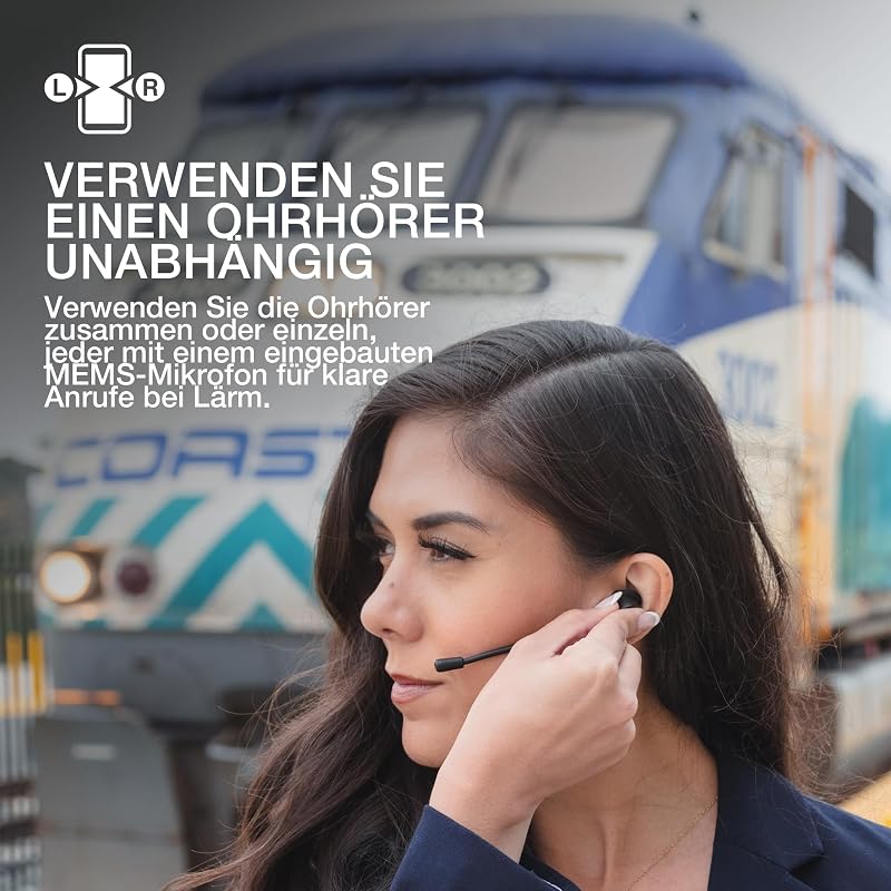 Work In Ear Kopfhörer Bluetooth Kabellos mit Mikrofon - True Wireless