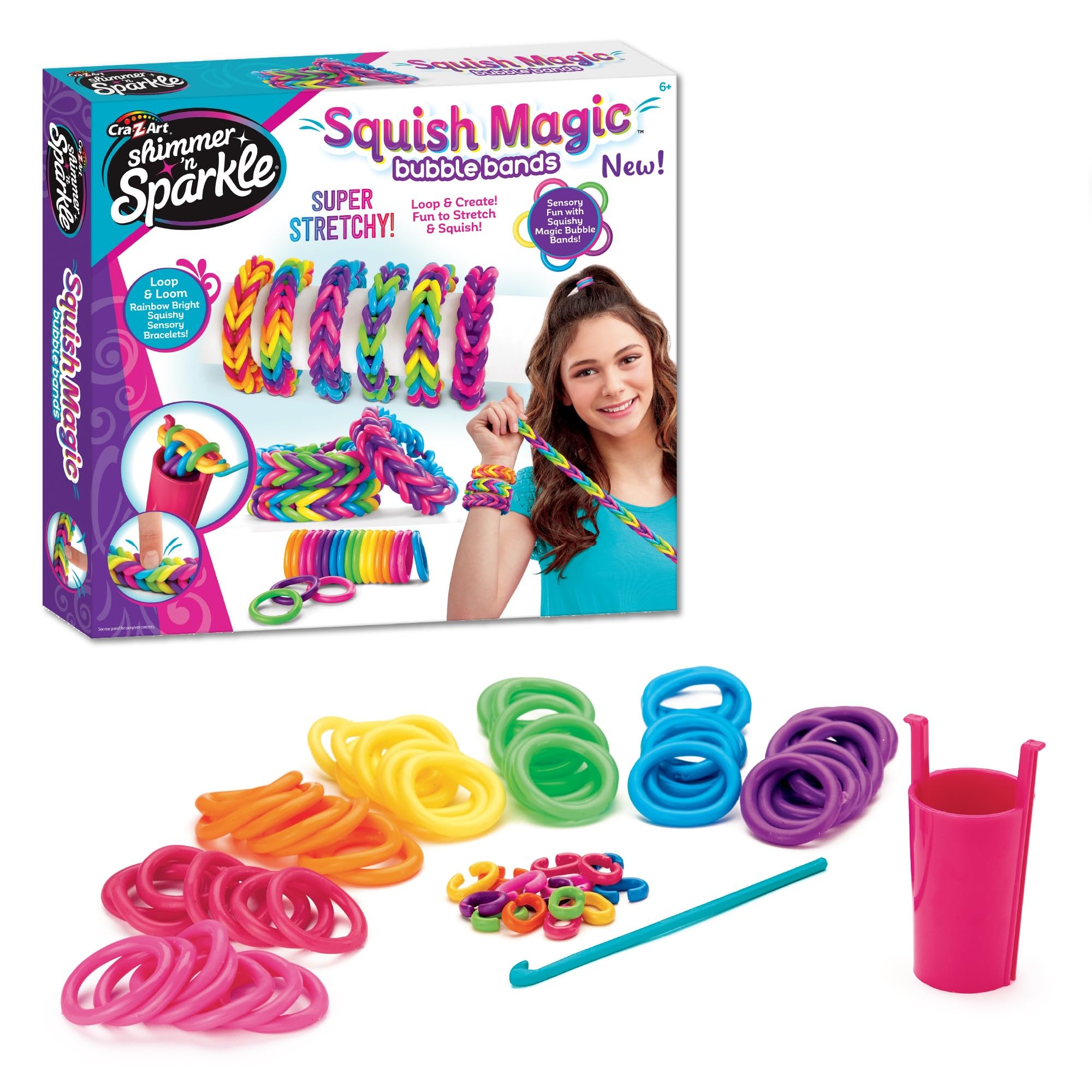 Shimmer n Sparkle Squish Magic Bubble Bands Loom band making kit, friendship bracelets crafting toy Rubber bands set