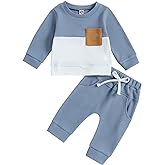 GGBNOMER Toddler Baby Boy Fall Clothes Waffle Contrast Color Sweatshirt Pants Sets Infant Winter Outfits 6 12 18 24 Months