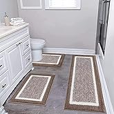 Pauwer 3 Piece Plush Bath Mat Set, Non Slip Shaggy Bathroom Mats with U-Shaped Contour Toilet Mat for Bedroom Living Room