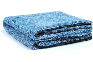 Greenfound Microfiber Towel for Cars, 1000GSM Car Drying Towel, Double Twist Pile & Edgeless Design, No Streaks, Scratches, or Water Spots, Soft and Absorbent, 18"×24", Blue&Grey