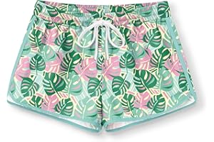 BesserBay Girls Summer Beach Swim Shorts Quick Dry Elastic Waist Swim Trunks with Pockets 5-14 Years