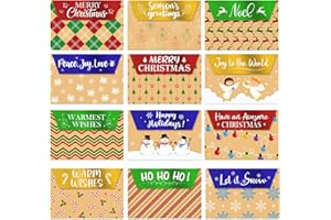 PAIVSUN 12PCS Christmas Gift Card Holder, Small Gift Card Boxes, 3.75" x 2.56" Kraft Paper Xmas Presents Wrapping Decor Supplies for Cards Money Cash Holder Invitations Party Favor