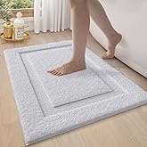LUMI Ultra Soft Bathroom Rugs Non Slip with Rubber Backing, Absorbent Washable Bath Mat Quick Dry, Upgraded Premium Microfiber Plush Carpet for Bathtub and Shower Floor, White, 24x36