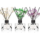 Flower Reed Diffuser Set of 3 for Bathroom Air Fresheners Shelf Decor, Eucalyptus &amp; Lavender/Coconut &amp; Vanilla/Eucalyptus &amp; Mint Scent(1.7 fl oz/Pack) | Sticks Defusers Essential Oils Home Fragrance