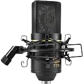 MXL 770 Condenser Microphone, Cardiod - Black | Microphone for Podcasting, Singing, Home Studio Recording, Gaming &amp; Streaming - XLR - Large Diaphragm