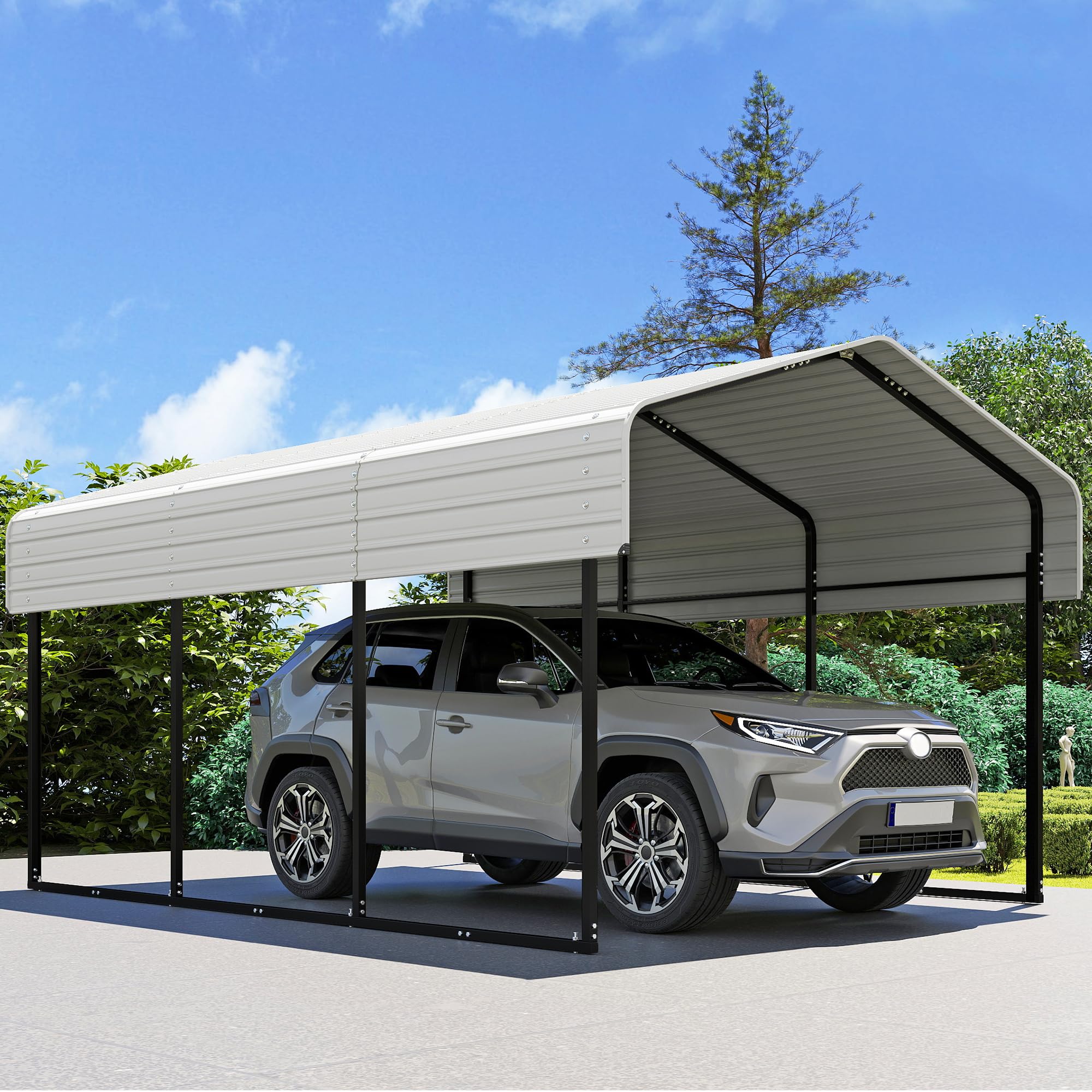 Photo 1 of ***FACTORY SEALED***
Real Relax 10×15FT Heavy Duty Carport, Metal Car Port Multi-Use Outdoor Storage Cars, Boats, Trucks, Galvanized Metal Roof, Cream White