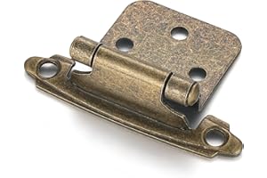 Vallecloud 10 Pack (5 Pair) Antique Brass Self Closing Cabinet Hinges for Kitchen Cabinet Door, 1/2" Overlay (Variable) Semi Concealed Kitchen Cabinet Hinges